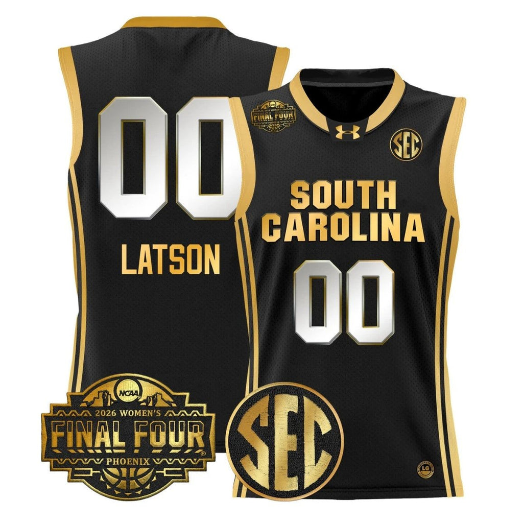 Ta'Niya Latson Jersey #00 South Carolina 2026 Final Four Stitched Black Gold