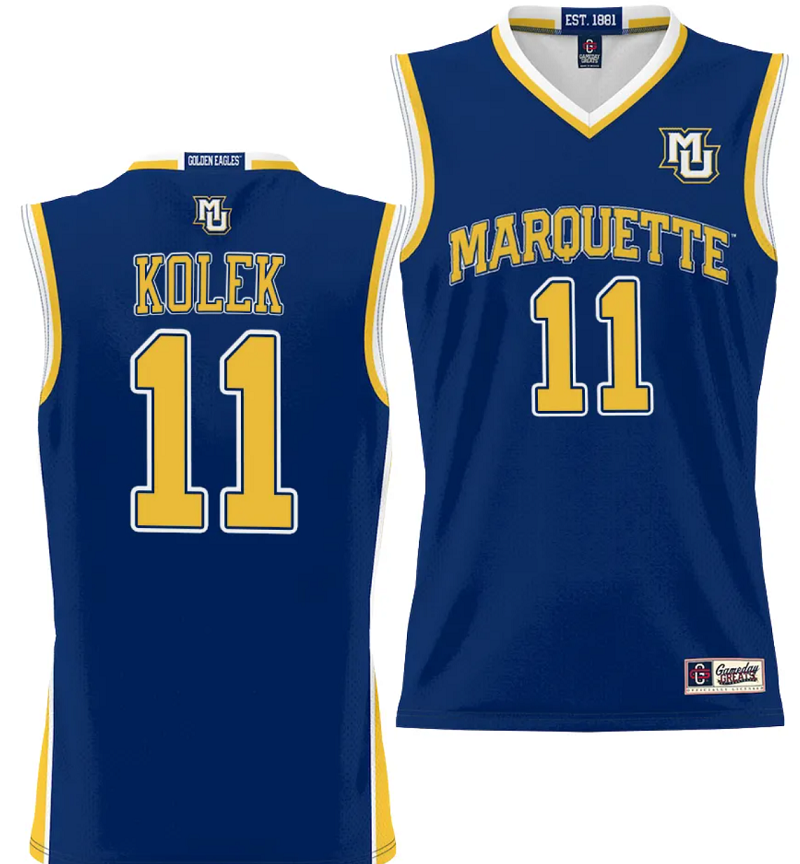 Tyler Kolek Jersey #11 Marquette Golden Eagles NIL Basketball Lightweight