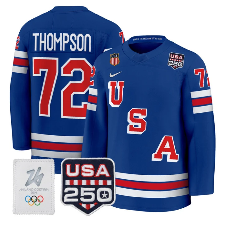 Tage Thompson Jersey #72 USA Olympic 250 Patch Hockey 2026 All Stitched