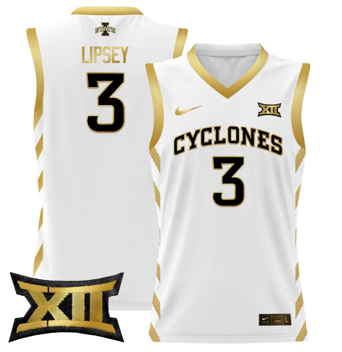 Tamin Lipsey Jersey #3 Iowa State 2024 Lightweight Basketball White Gold