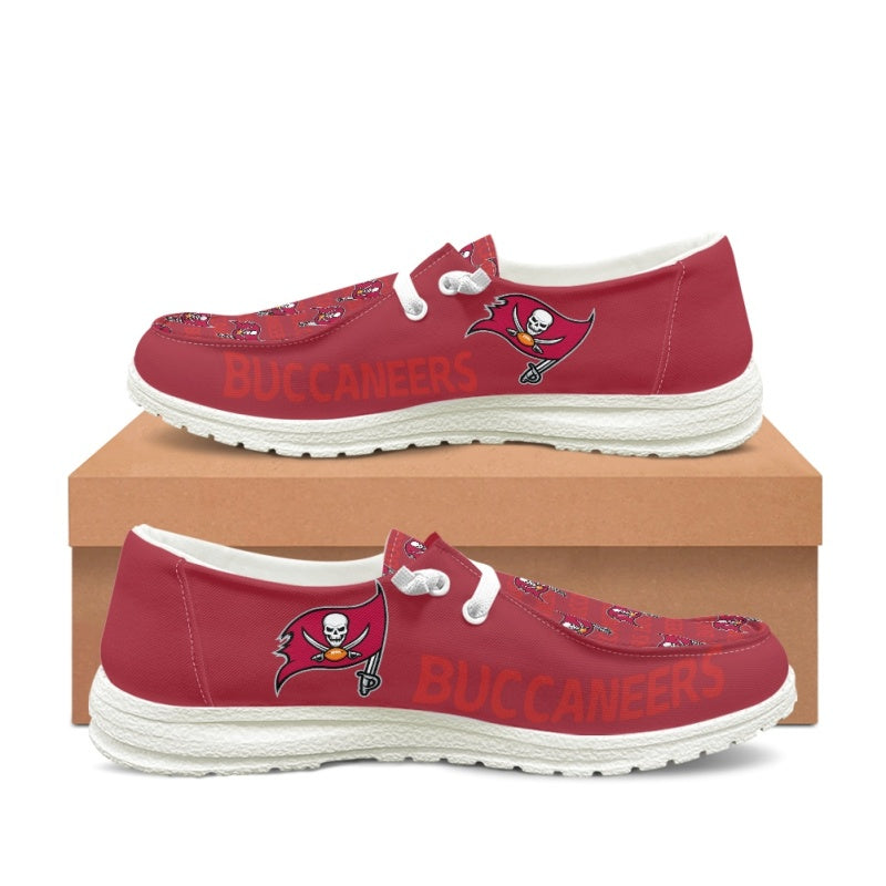 Tampa Bay Buccaneers Red Team Name Logo Canvas Sneaker Shoes For Men Women Fans