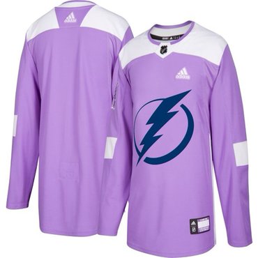 Tampa Bay Lightning Purple Pink Custom Hockey Fights Cancer Practice Jersey Stitched
