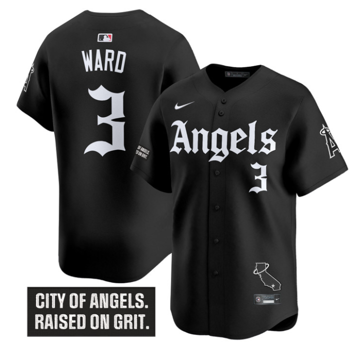 Taylor Ward Jersey #3 Los Angeles Angels Gothic Halo Edition Stitched
