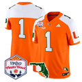 Team Jersey #1 Miami Hurricanes 2026 Fiesta Bowl Florida Stitched Orange ALternate
