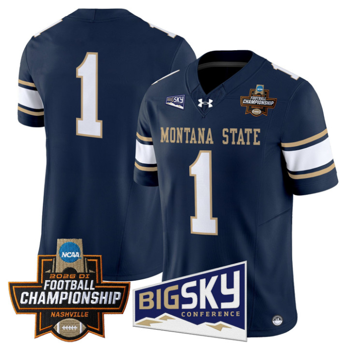 Team Jersey #1 Montana State Bobcats 2026 Football Championship Stitched Navy