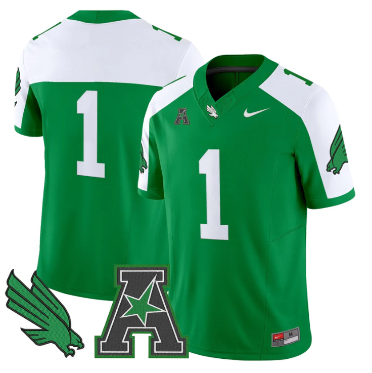 Team Jersey #1 North Texas Mean Green 2025 Vapor Limited Stitched Green Alter