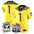 Team Jersey #1 Oregon Ducks Mummy Duck 2026 Peach Bowl Patch Stitched Yellow
