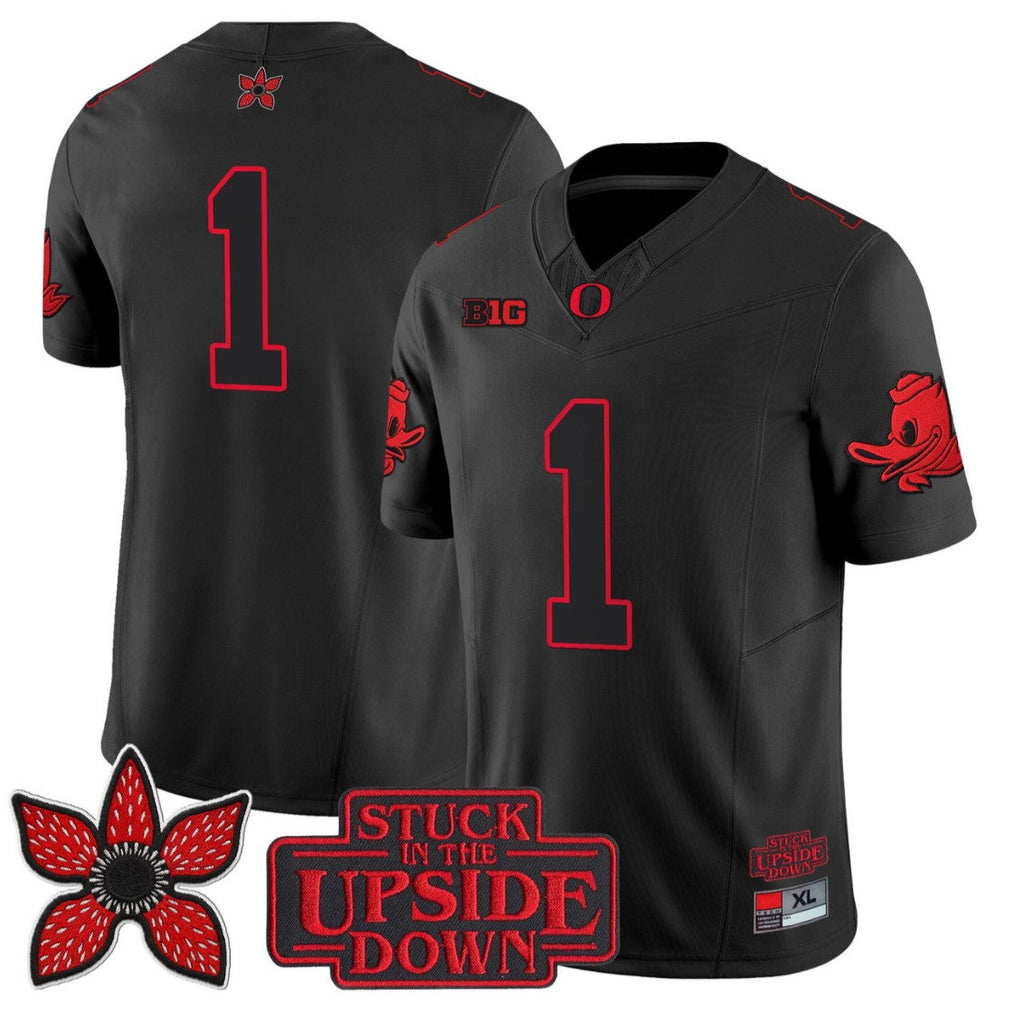 Team Jersey #1 Oregon Ducks Stranger Things Edition Vapor Limited Stitched