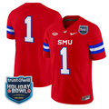 Team Jersey #1 SMU Mustangs 2026 Holiday Bowl Patch Vapor Stitched Red