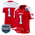 Team Jersey #1 SMU Mustangs 2026 Holiday Bowl Patch Vapor Stitched Red ALternate