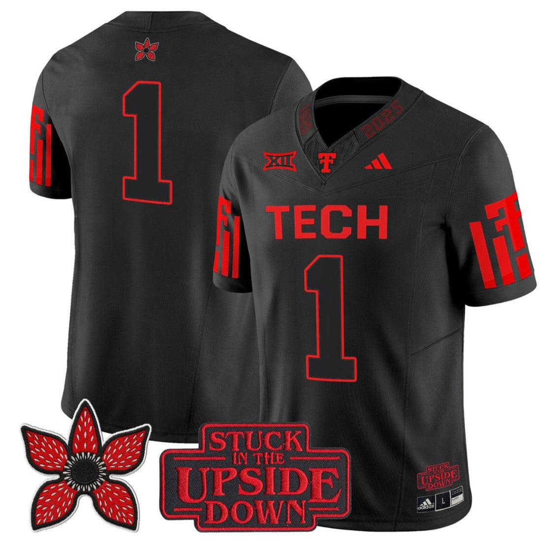 Team Jersey #1 Texas Tech Red Raiders Stranger Things Edition Stitched