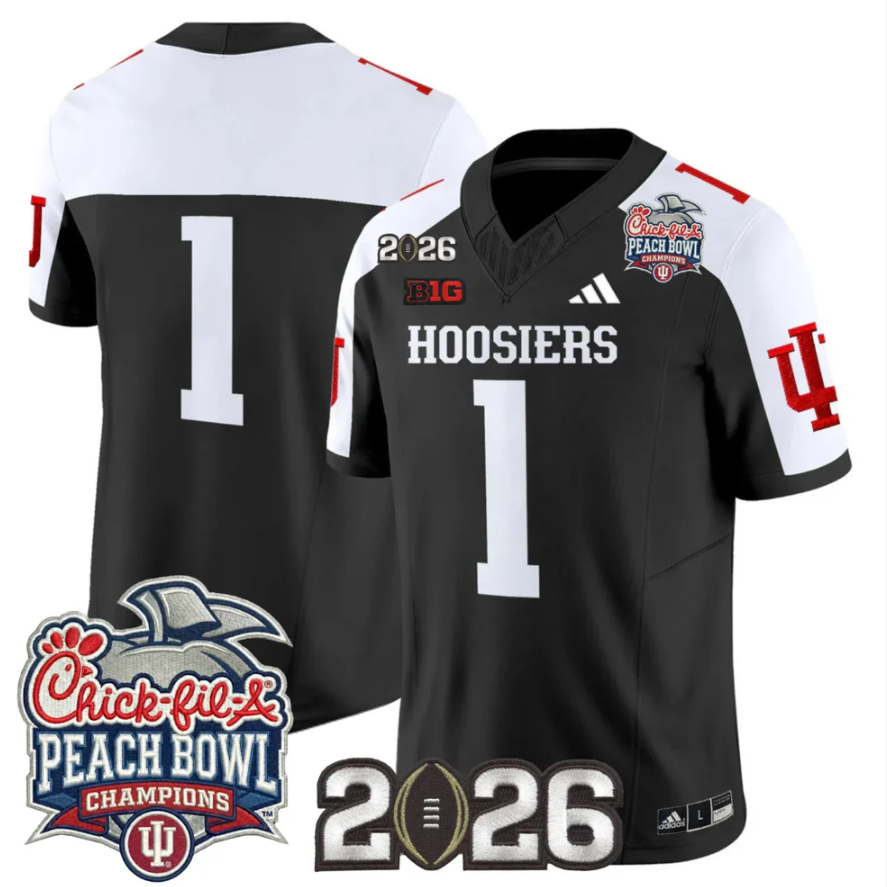 Team Jersey #1 Indiana Hoosiers 2026 Peach Bowl Champions CFP Finals Stitched