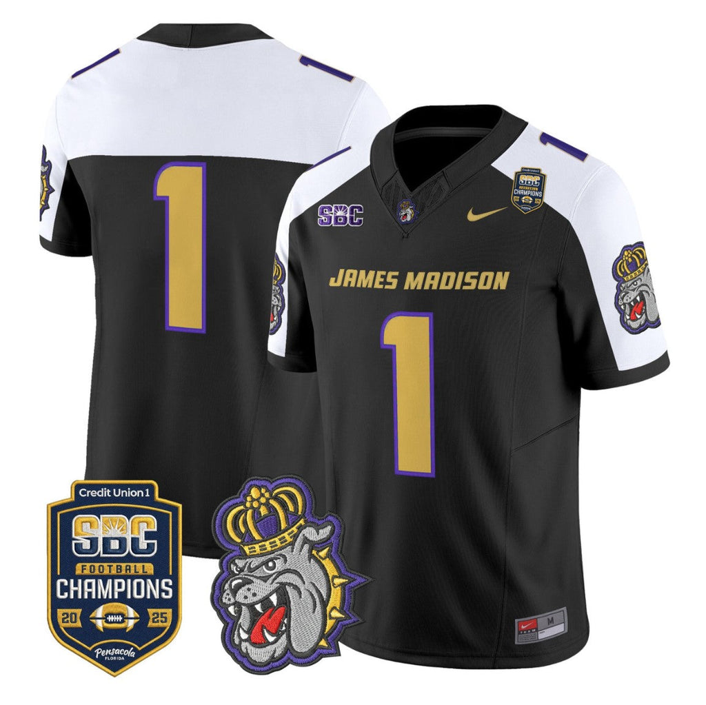 Team Jersey #1 James Madison Dukes 2025 SBC Champions Vapor Stitched
