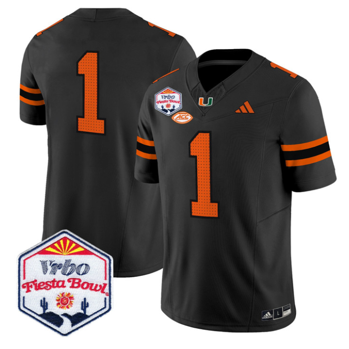 Team Jersey #1 Miami Hurricanes 2026 Fiesta Bow Patch Stitched