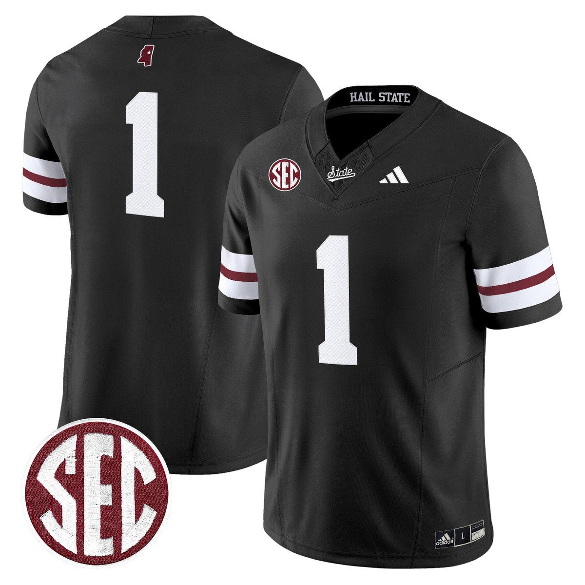 Team Jersey #1 Mississippi State Bulldogs Dark Mode Stitched