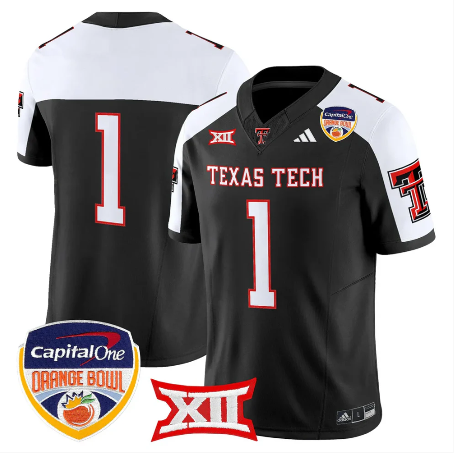 Team Jersey #1 Texas Tech 2025 Orange Bowl Patch V2 Limited Stitched