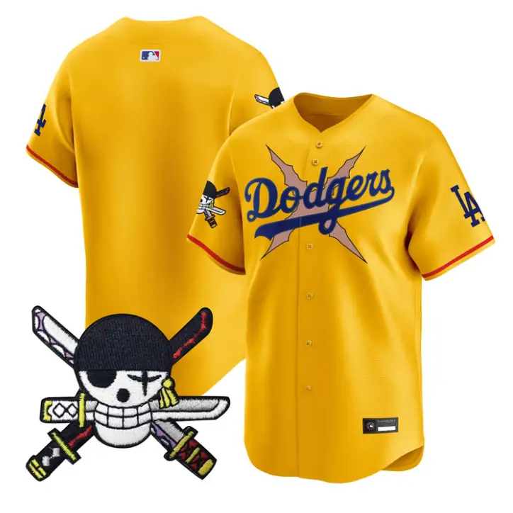 Team Jersey Blank Dodgers One Piece Zoro Patch Premier Stitched