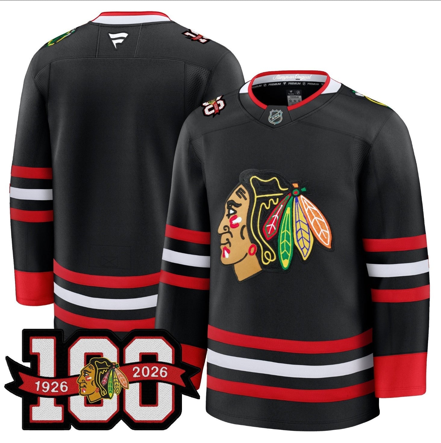 Team Jersey Chicago Blackhawks 2025-26 Premium 100th Patch Stitched