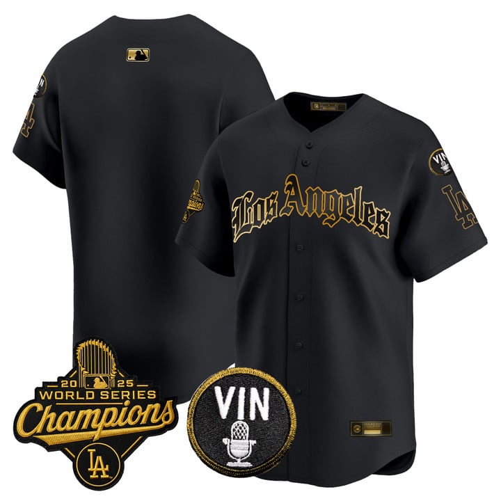 Team Jersey Dodgers 2025 World Series Champions LA Gothic Edition