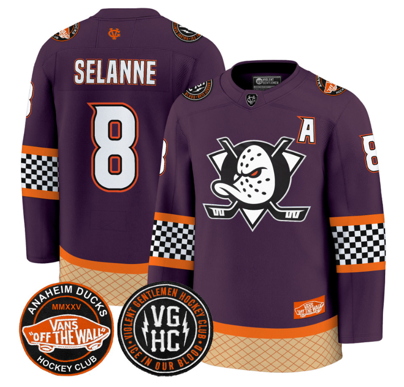 Teemu Selänne Jersey #8 Anaheim Ducks Checkerboard 2025 Premium Stitched