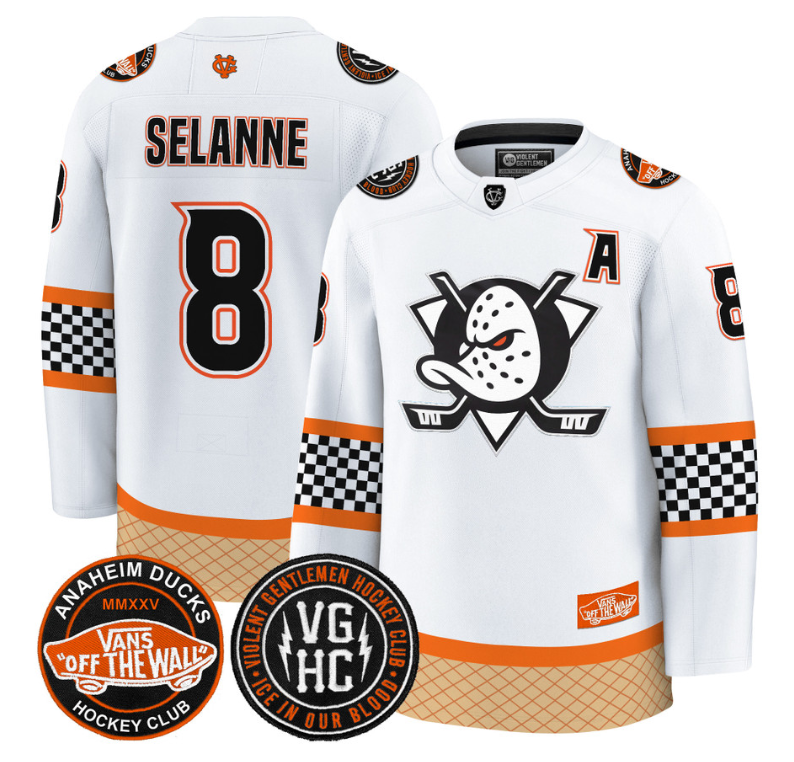 Teemu Selänne Jersey #8 Anaheim Ducks Checkerboard 2025 Premium Stitched