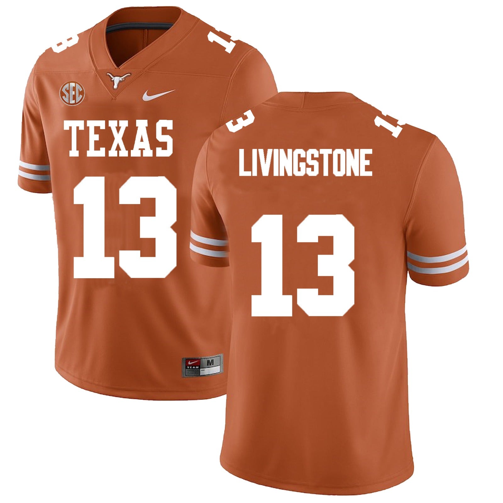 Texas Longhorns #13 Parker Livingstone College Football Jersey Stitched