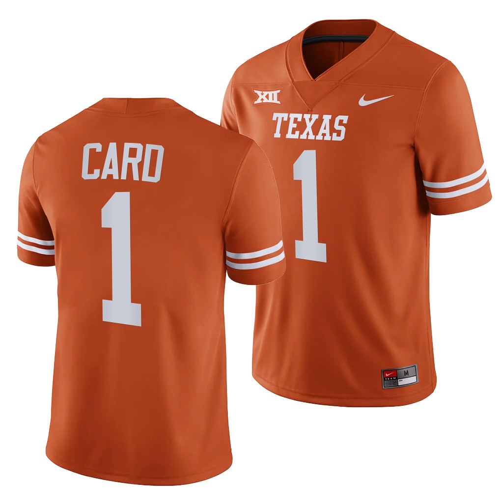 Texas Longhorns #1 Hudson Card College Football Jersey Stitched