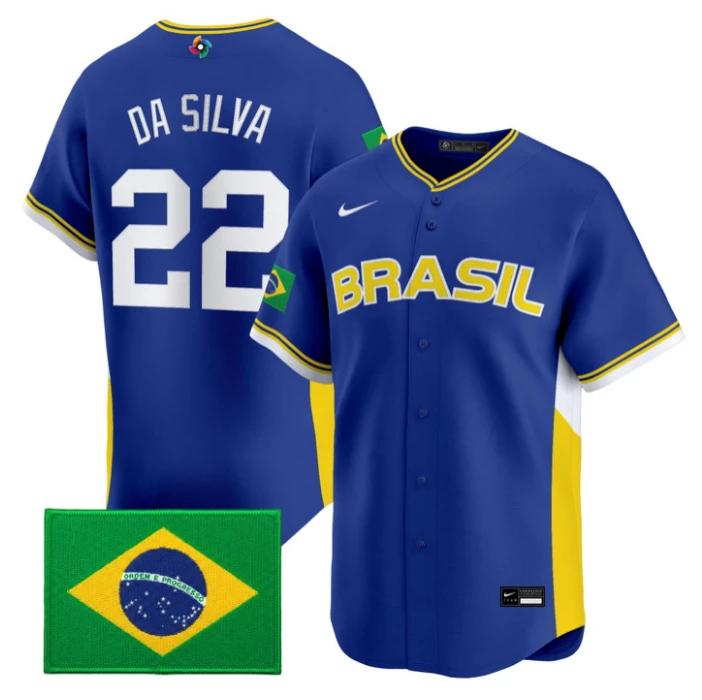 Tiago da Silva Jersey #22 Team Brazil 2026 World Baseball Stitched
