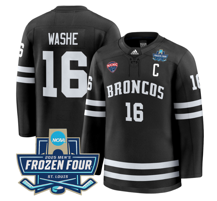 Tim Washe Jersey #16 Western Michigan Broncos 2025 Frozen Four Patch Stitched