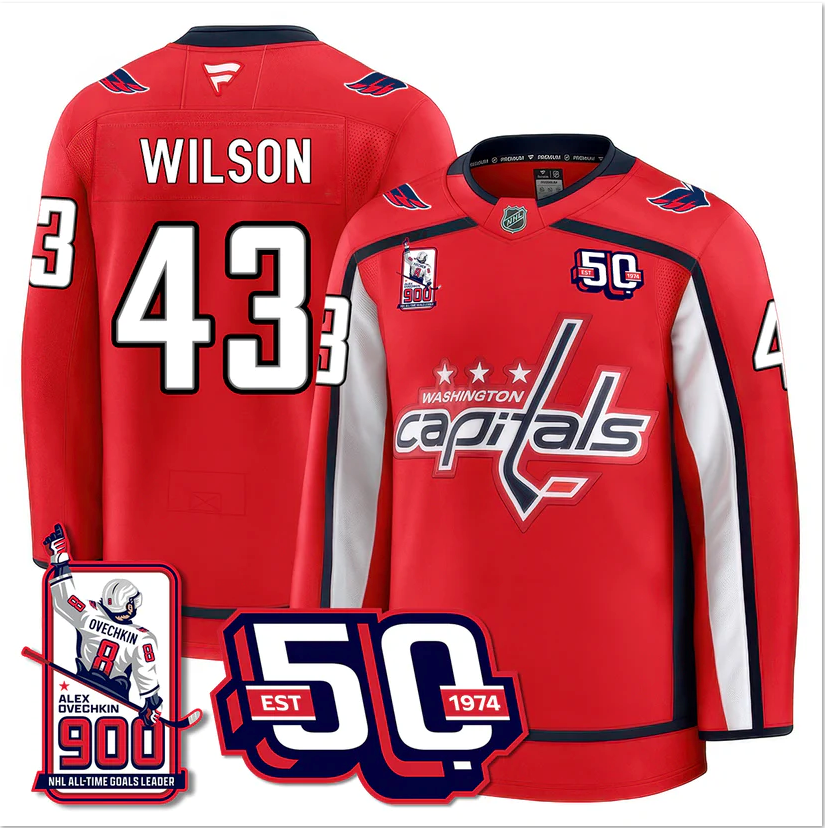 Tom Wilson Jersey #43 Washington Capitals 2025 Stitched 900 GOALS