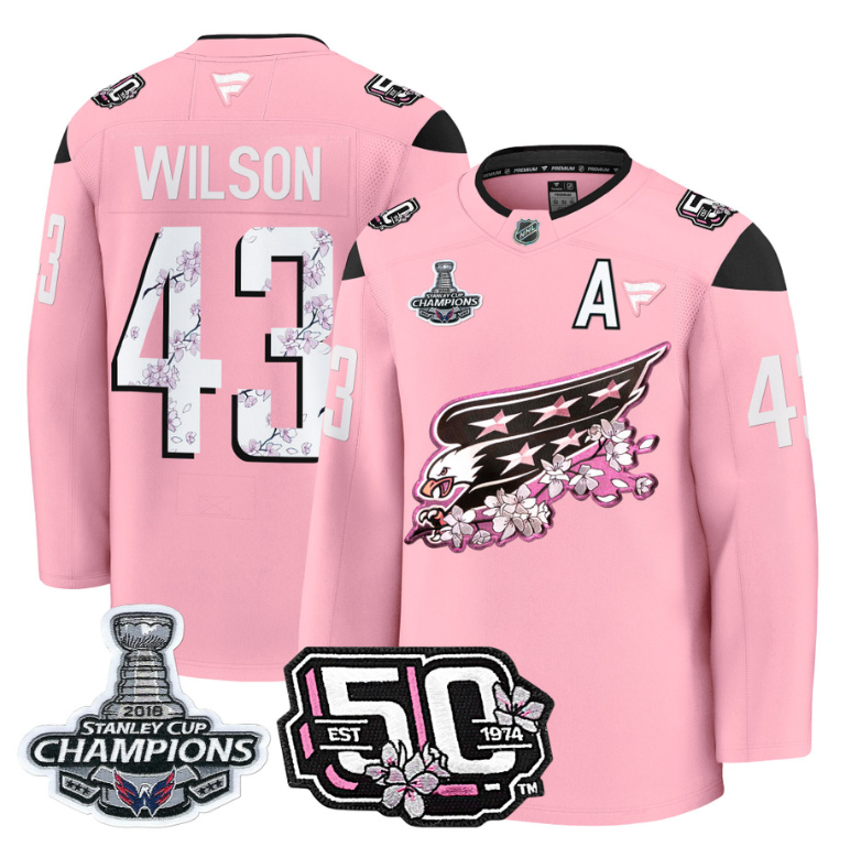 Tom Wilson Jersey #43 Washington Capitals 50th 2018 Stanley Cup Champions Patch
