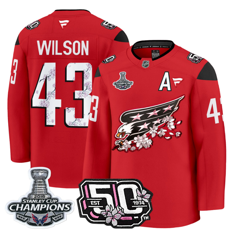 Tom Wilson Jersey #43 Washington Capitals 50th 2018 Stanley Cup Champions Patch