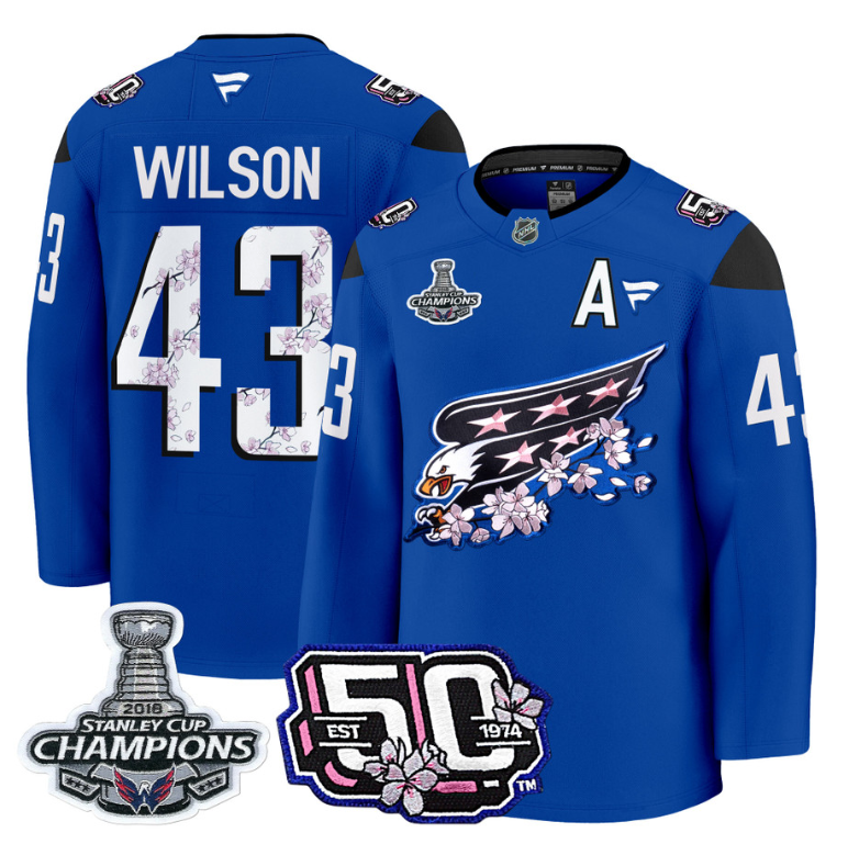 Tom Wilson Jersey #43 Washington Capitals 50th 2018 Stanley Cup Champions Patch