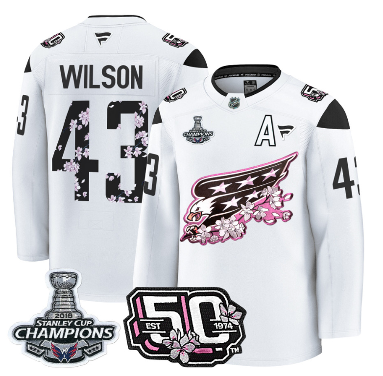 Tom Wilson Jersey #43 Washington Capitals 50th 2018 Stanley Cup Champions Patch