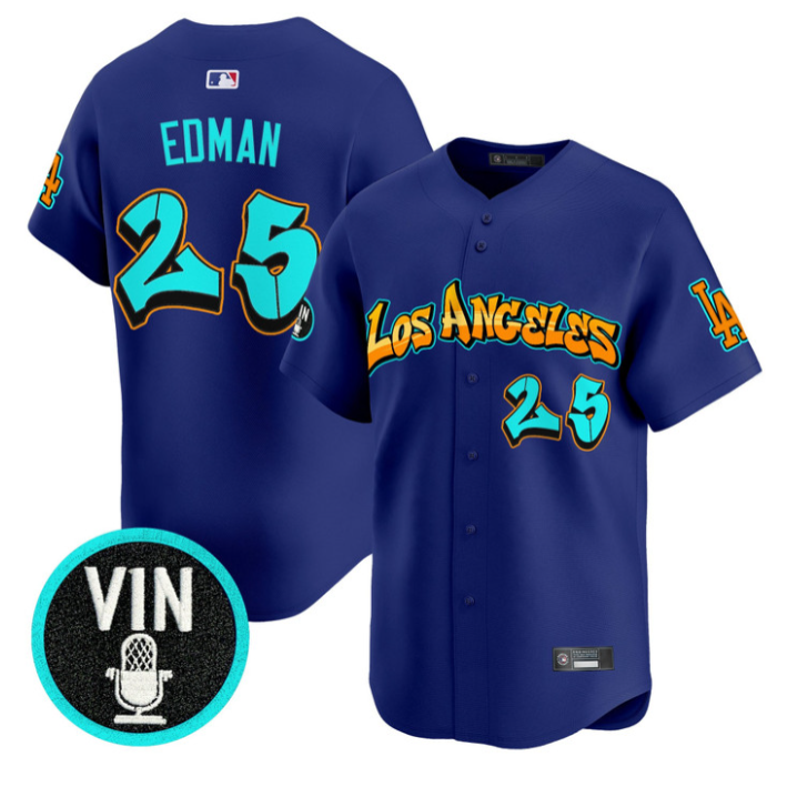 Tommy Edman Jersey #25 Los Angeles Dodgers Graffiti Street Style Stitched