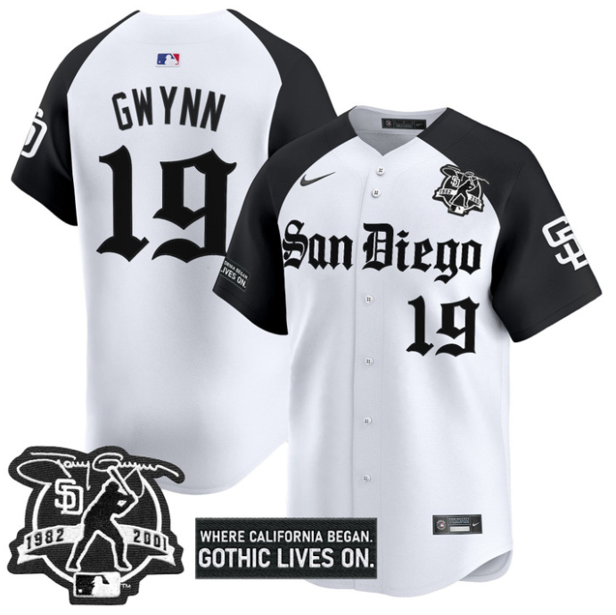 Tony Gwynn Jersey #19 San Diego Padres Gothic Edition Vapor Limited Stitched