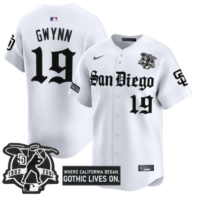 Tony Gwynn Jersey #19 San Diego Padres Gothic Edition Vapor Limited Stitched