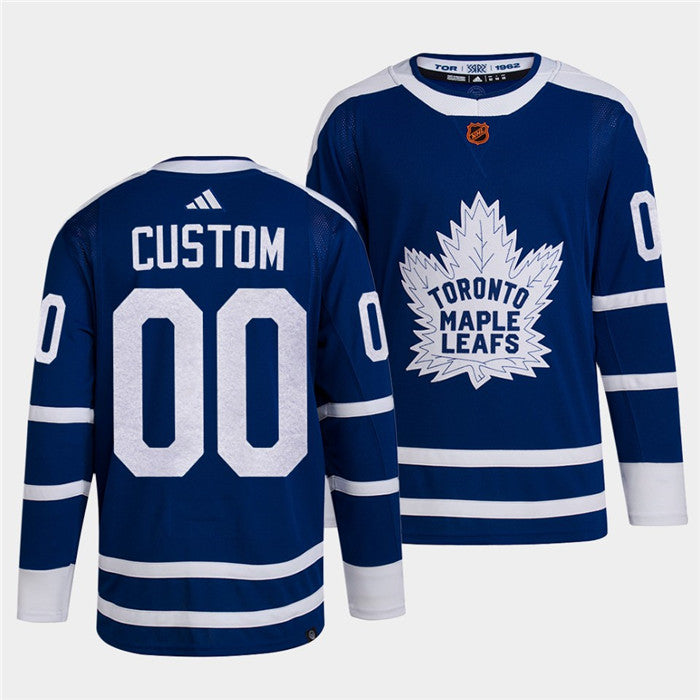 Toronto Maple Leafs Black Custom Blue 2022 Reverse Retro Stitched Jersey