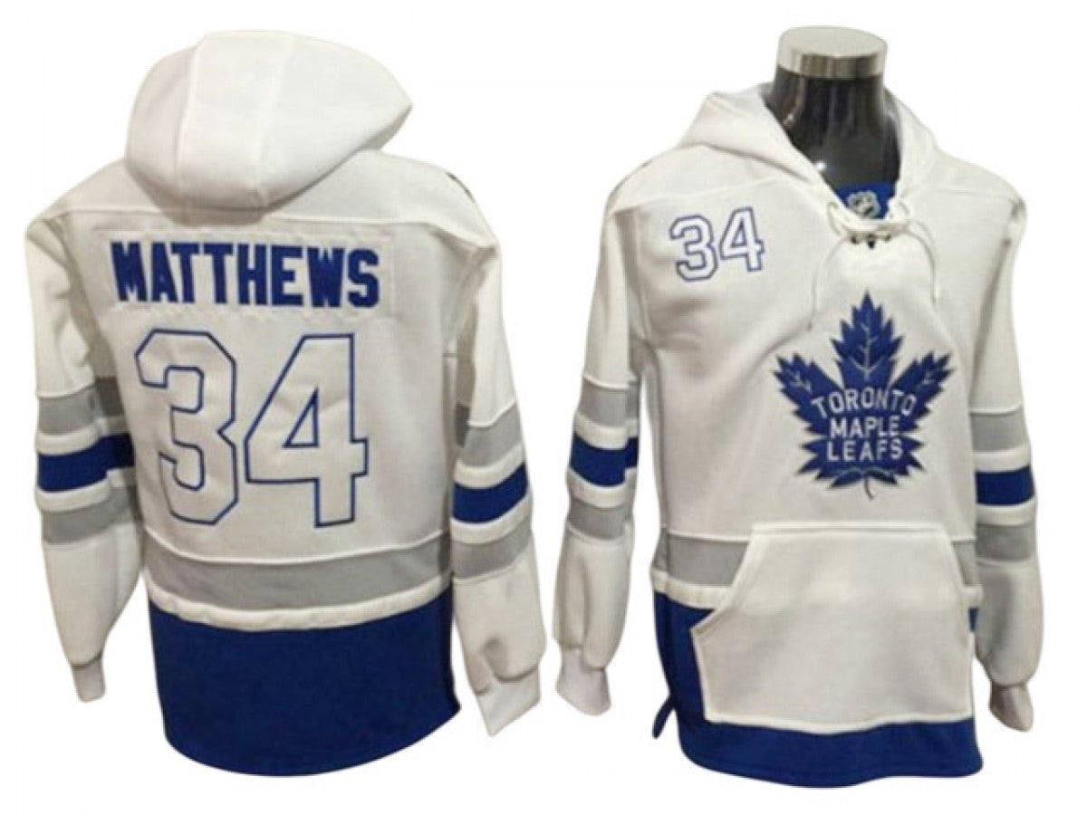 Toronto Maple Leafs #34 Auston Matthews One Front Pocket Pullover Hoodie White