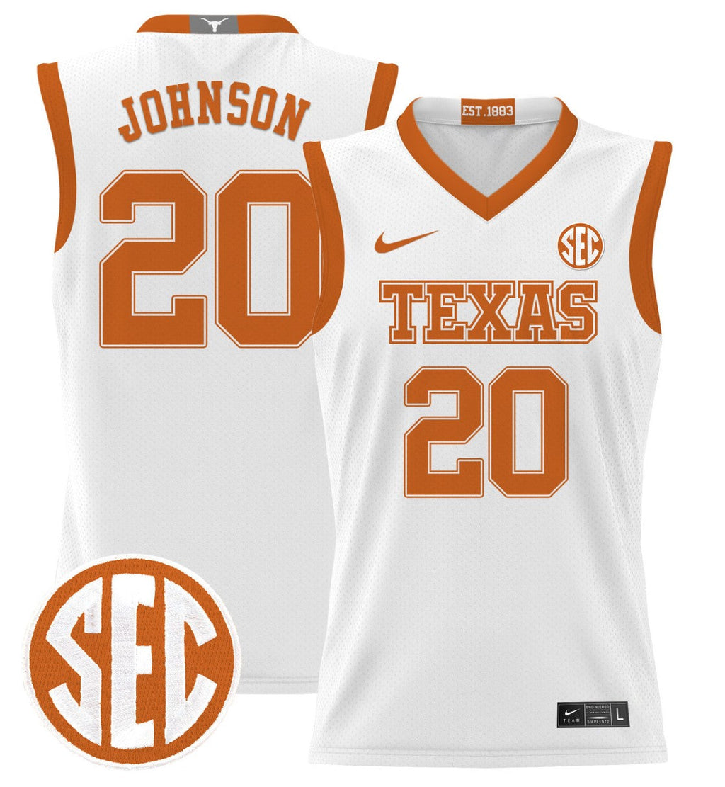 Tre Johnson Jersey #20 Texas Longhorns 2024 Lightweight Basketball White
