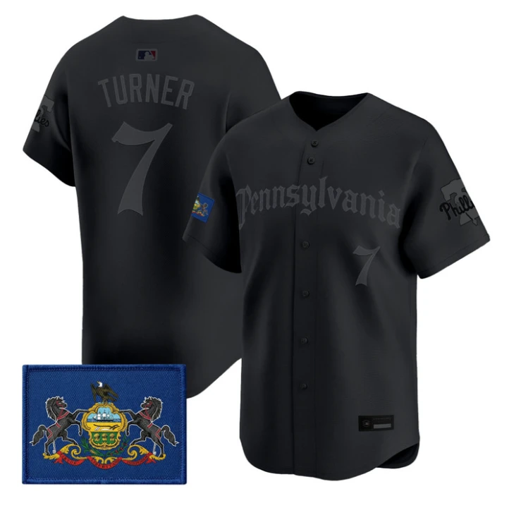 Trea Turner Jersey #7 Phillies Pennsylvania Gothic Edition Stitched