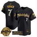 Trea Turner Jersey #7 Phillies Retro Newspaper Edition Gold Vapor Premier Stitched