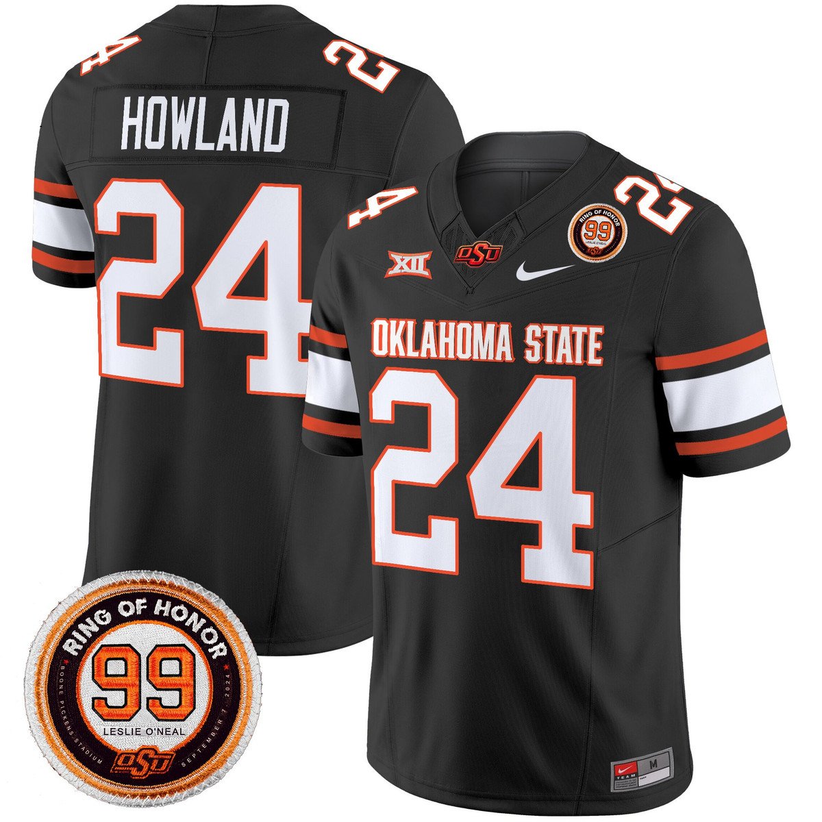 Trent Howland Jersey #24 Oklahoma State Cowboys 2025 Leslie O'neal Patch
