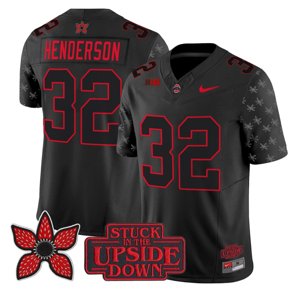 Treveyon Henderson Jersey #32 Ohio State Buckeyes Stranger Things Edition Stitched