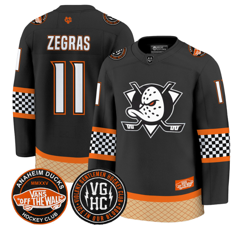 Trevor Zegras Jersey #11 Anaheim Ducks Checkerboard 2025 Premium Stitched
