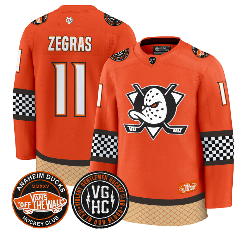 Trevor Zegras Jersey #11 Anaheim Ducks Checkerboard 2025 Premium Stitched