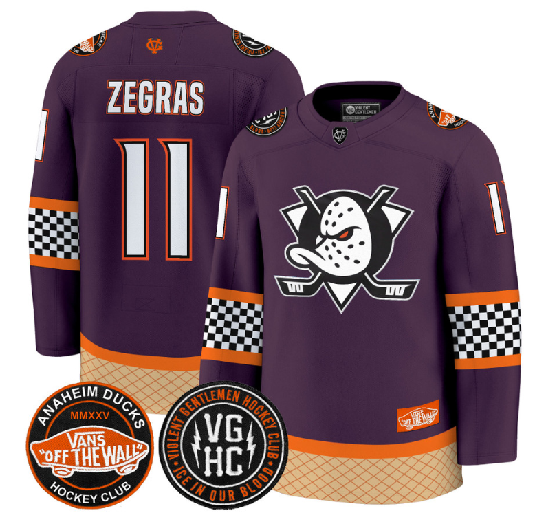 Trevor Zegras Jersey #11 Anaheim Ducks Checkerboard 2025 Premium Stitched