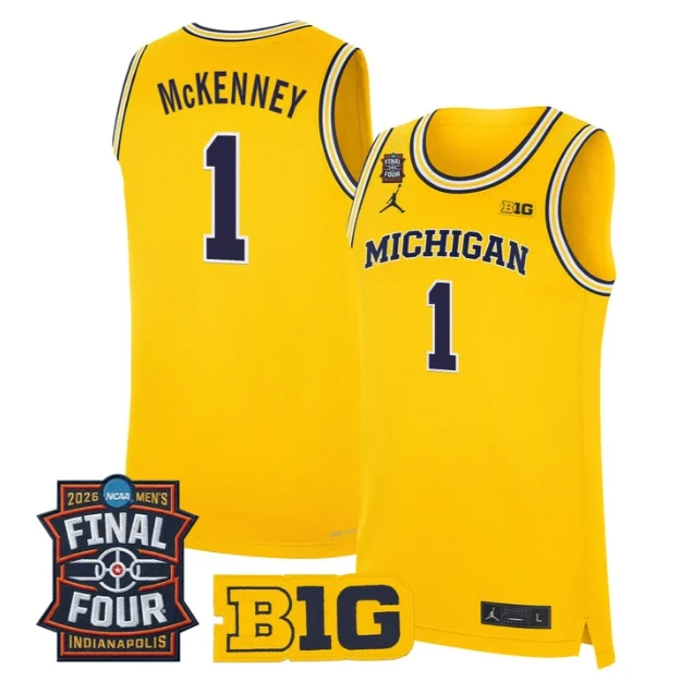Trey McKenney Jersey #1 Michigan Wolverines 2026 Final Four Stitched Maize