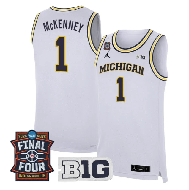 Trey McKenney Jersey #1 Michigan Wolverines 2026 Final Four Stitched White