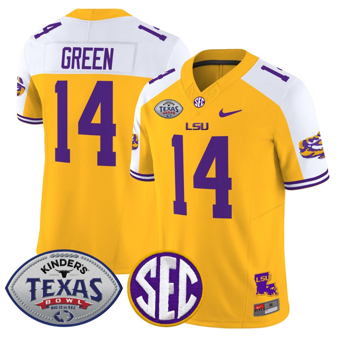 Trey'Dez Green Jersey #14 LSU Tigers 2025 Texas Bowl Limited Stitched